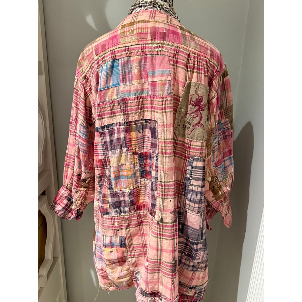 Magnolia Pearl Idgy Ruffle Shirt in Madras Azalea - Picture 6 of 7